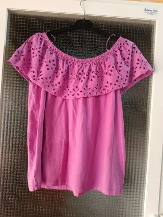 Camiseta volante rosa talla 48/4XL nueva