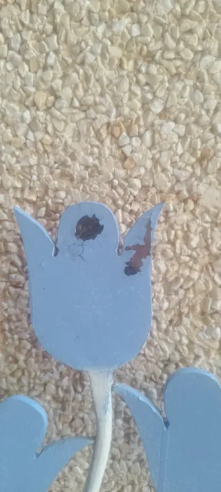 Cabecero cama 90 cm metal azul y blanco