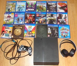 PS4 500GB+Mando+Auriculares +Cables (Sin Juegos)