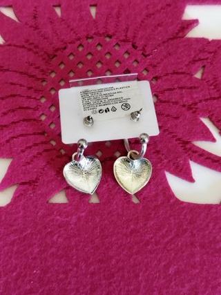 Orecchini Cerchio Cuore Rosa Argento
