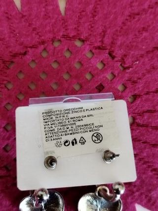 Orecchini Cerchio Cuore Rosa Argento