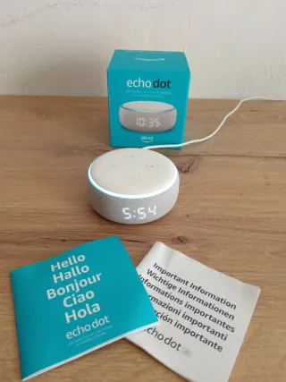 Echo Dot 3ª Gen con Orologio Bianco