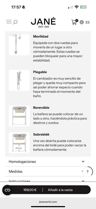 Bañera cambiador Jane Flip