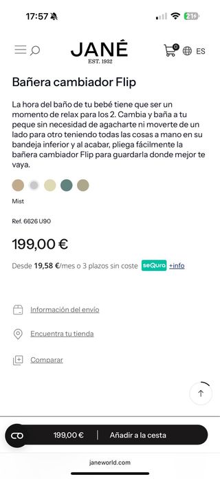 Bañera cambiador Jane Flip