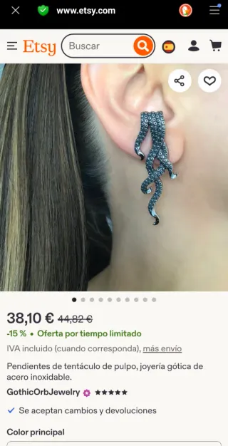 Pendientes Pulpo Plateados