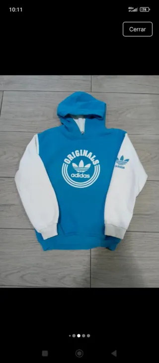 Sudadera Adidas Originals Azul y Blanca M/L NIÑOS