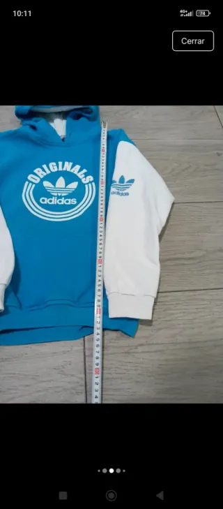 Sudadera Adidas Originals Azul y Blanca M/L NIÑOS