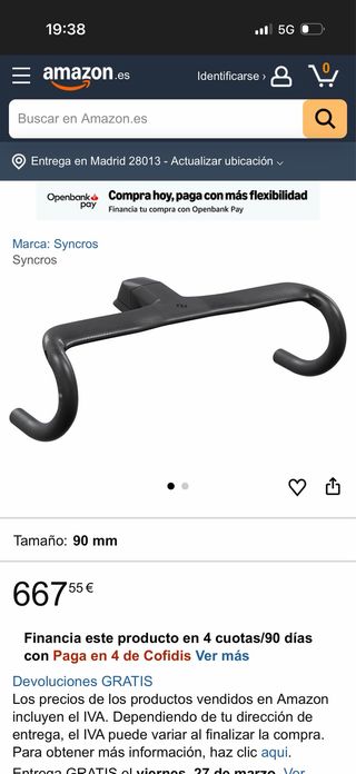 Manillar Syncros 90 mm