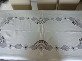 Mantel Lino Encaje Bolillos Artesanal