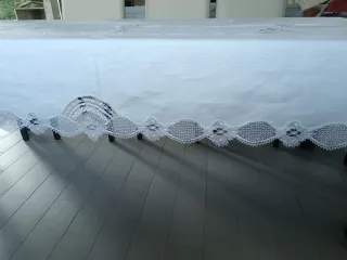 Mantel Lino Encaje Bolillos Artesanal