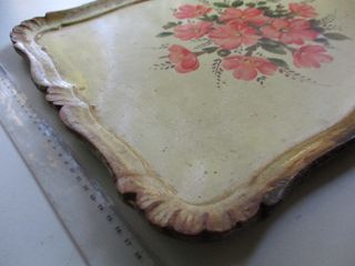 NO ENVÍO- BANDEJA ANTIGUA DE MADERA 45 cm x 36 cm