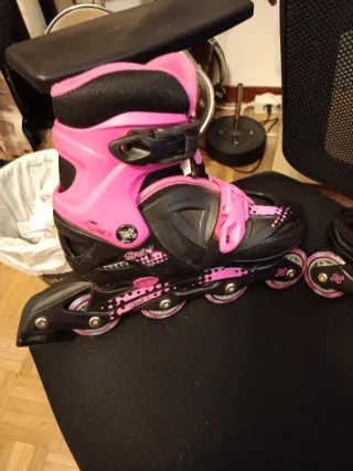 Patines en línea convertibles rosas