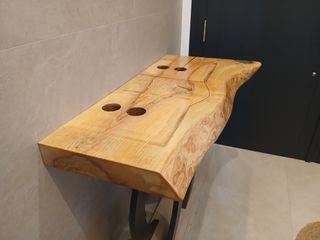 Encimera de madera maciza para lavabo