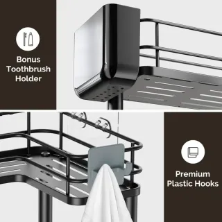 2 Estantes de Ducha Negro