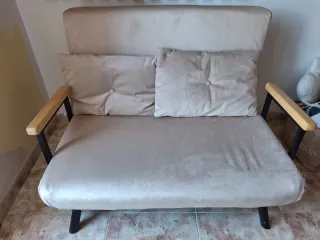 Sofá Cama HOMCOM Beige Terciopelo