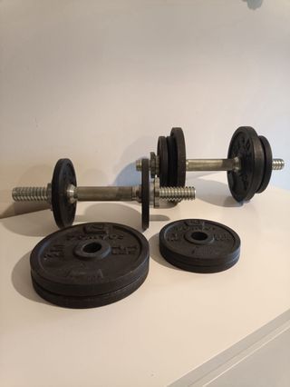 Banco de pesas Yoleo + Kit de mancuernas Decathlon