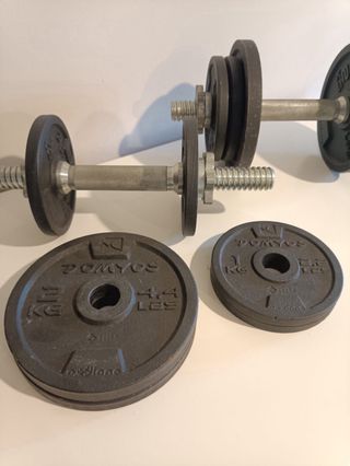 Banco de pesas Yoleo + Kit de mancuernas Decathlon