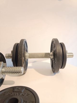 Banco de pesas Yoleo + Kit de mancuernas Decathlon