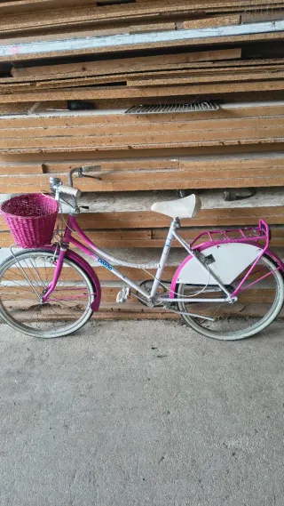 Bicicleta Clásica Rosa y Blanca