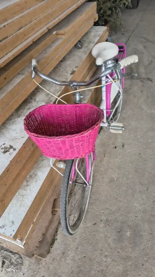 Bicicleta Clásica Rosa y Blanca