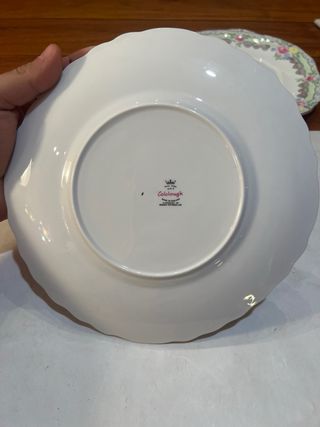 Bandeja porcelana dulce floral dorada