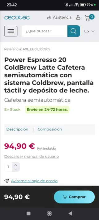 Cafetera Cecotec Expresso 20 ColdBrew Latte +