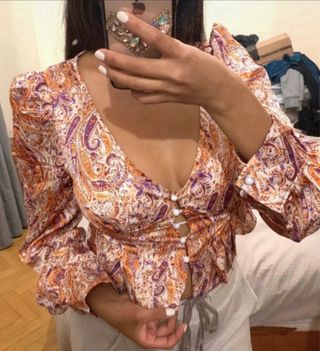 Blusa Paisley Naranja y Morada