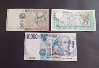 Lotto Banconote Italiane Lire 1000, 500, 10000