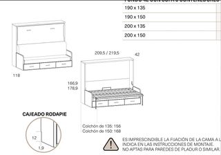 CAMA ABATIBLE 135×190 CON CAJONES SONRIE.
