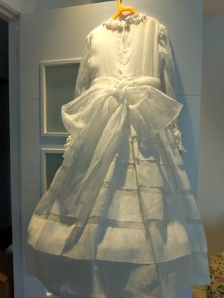 Vestido Comunión Niña Organza Natural