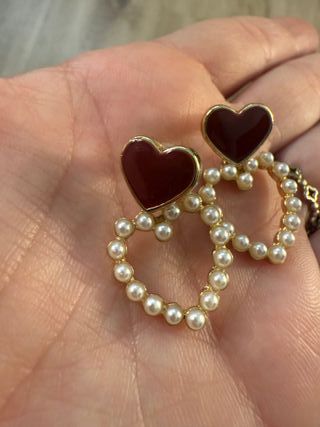 Pendientes Corazón Perlas Acero Inoxidable