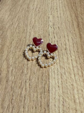 Pendientes Corazón Perlas Acero Inoxidable