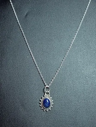 Colgante Plata Ley y cadena piedra lapizlazuli