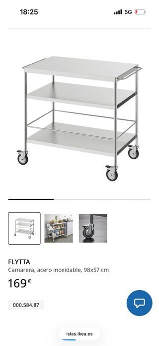 Carro camarera FLYTTA Ikea acero inoxidable