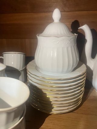 Juego café Santa Clara porcelana blanco completo