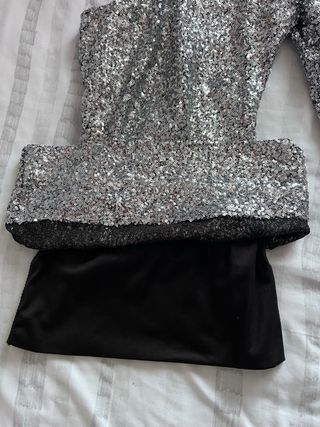 Vestido lentejuelas plateado fiesta