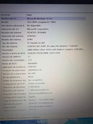 Portátil Lenovo Plata y Negro