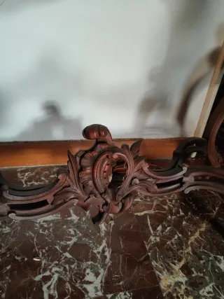 Consola clásica madera maciza tallada con mármol