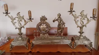 Candelabros de Bronce y Mármol Antiguos