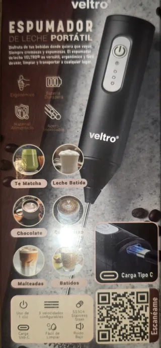 Espumador de Leche Portátil Veltro 2 en 1