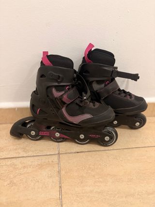 Patines en línea Oxelo negros y rosas. Talla 39