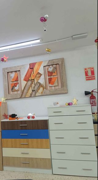 Cómoda Cajonera Madera Clara y Blanca