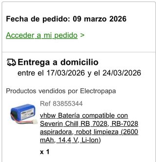 Batería Li-ion 14.4VDC 2600mAh