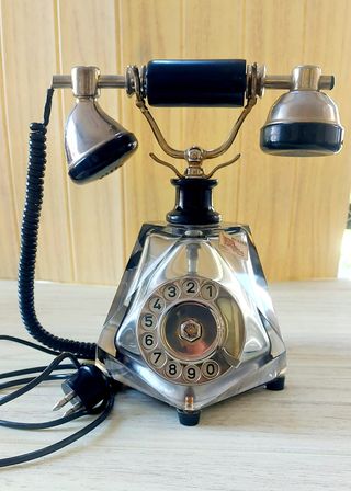 Raro Telefono FATAP Murano Vetro Nero Argento