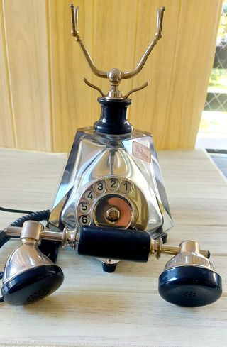 Raro Telefono FATAP Murano Vetro Nero Argento