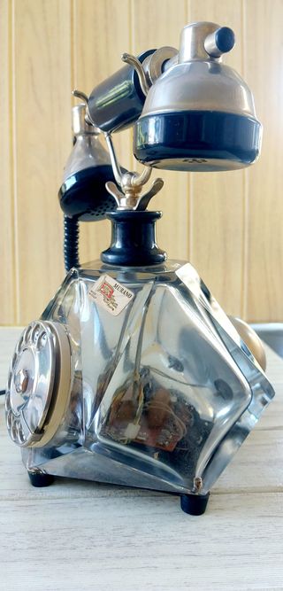 Raro Telefono FATAP Murano Vetro Nero Argento