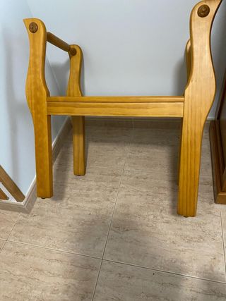 Banqueta de madera de pino estilo colonial