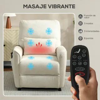Sillón reclinable eléctrico con masaje y calor