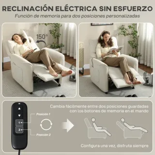 Sillón reclinable eléctrico con masaje y calor