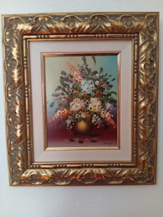Cuadro al óleo de flores